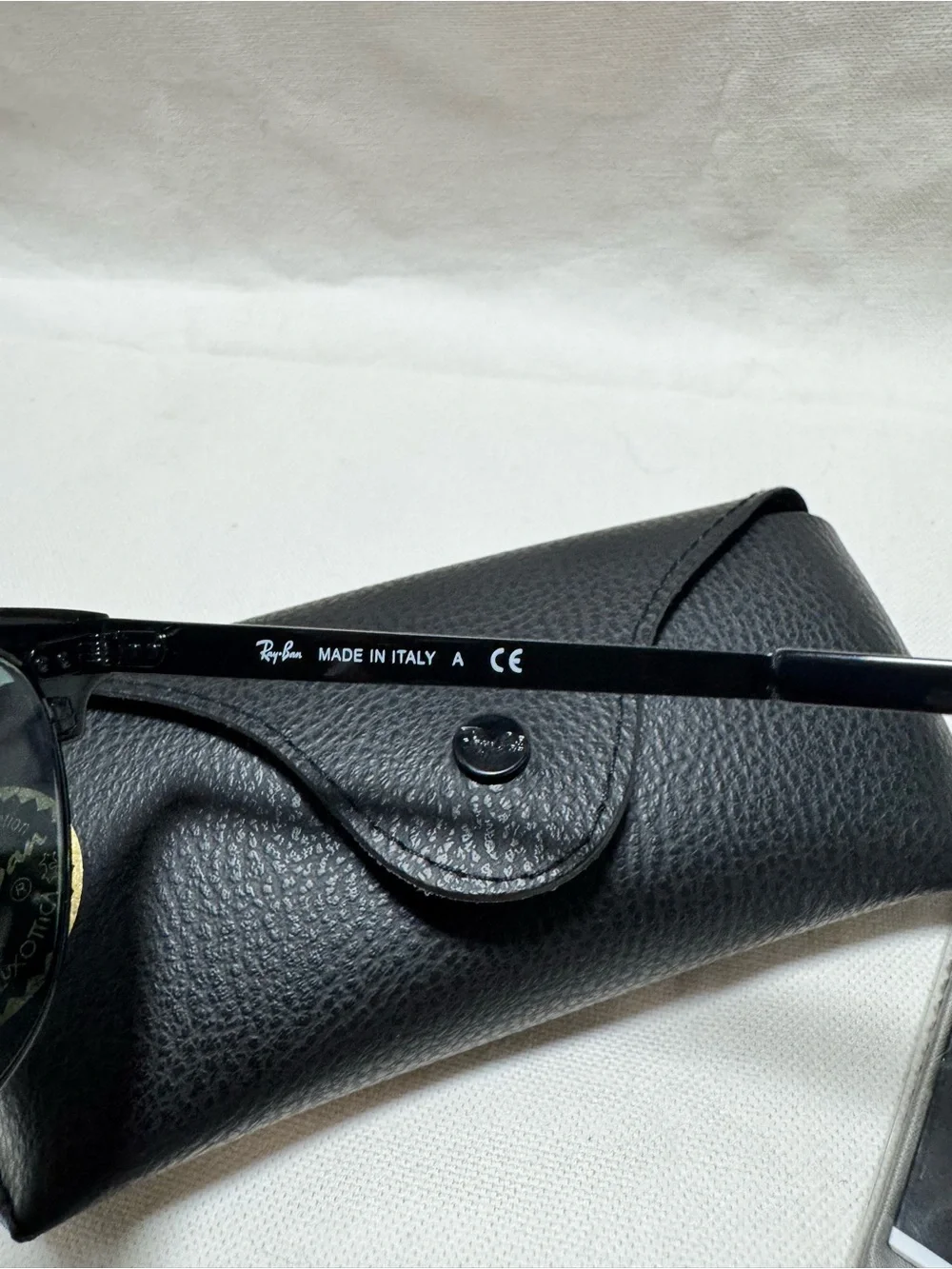 Ray-Ban Black Frame Sunglasses with Green Lenses